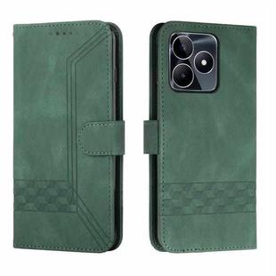 For Realme C53 Cubic Skin Feel Flip Leather Phone Case(Green)