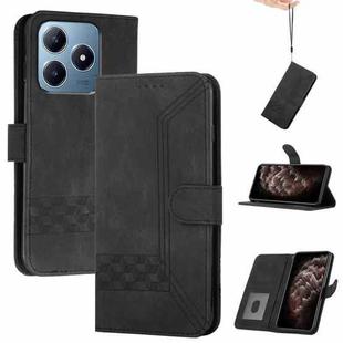 For Realme C63 / C61 Global Cubic Skin Feel Flip Leather Phone Case(Black)