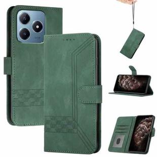 For Realme C63 / C61 Global Cubic Skin Feel Flip Leather Phone Case(Green)