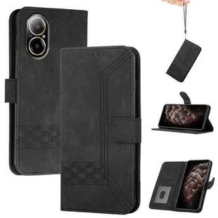 For Realme  12 Lite / C67 4G Global Cubic Skin Feel Flip Leather Phone Case(Black)