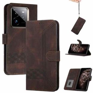 For Realme GT7 Pro Cubic Skin Feel Flip Leather Phone Case(Brown)