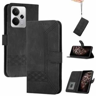 For Realme 14 / P3 5G Global Cubic Skin Feel Flip Leather Phone Case(Black)