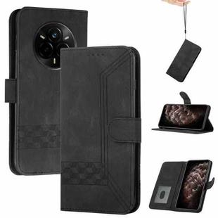 For Realme 14 Pro Cubic Skin Feel Flip Leather Phone Case(Black)