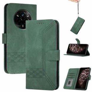 For Realme 14 Pro Cubic Skin Feel Flip Leather Phone Case(Green)