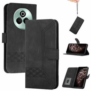 For Realme P3 Pro Cubic Skin Feel Flip Leather Phone Case(Black)