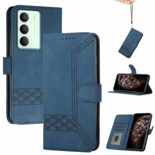 For Realme 14x Global Cubic Skin Feel Flip Leather Phone Case(Blue)