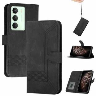 For Realme 14x Global Cubic Skin Feel Flip Leather Phone Case(Black)