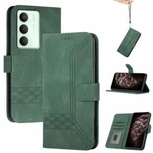 For Realme 14x Global Cubic Skin Feel Flip Leather Phone Case(Green)