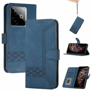 For Realme GT 7 India Cubic Skin Feel Flip Leather Phone Case(Blue)