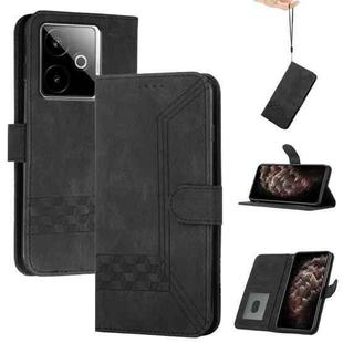 For Realme GT 7 India Cubic Skin Feel Flip Leather Phone Case(Black)