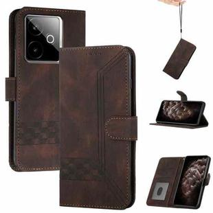 For Realme GT 7 India Cubic Skin Feel Flip Leather Phone Case(Brown)