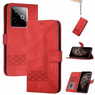 For Realme GT 7 India Cubic Skin Feel Flip Leather Phone Case(Red)