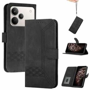 For Realme P4 Pro 5G Cubic Skin Feel Flip Leather Phone Case(Black)