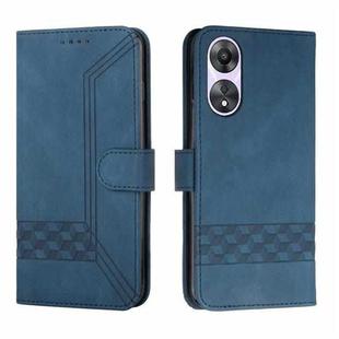 For OPPO A58 4G Cubic Skin Feel Flip Leather Phone Case(Blue)