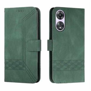 For OPPO A58 4G Cubic Skin Feel Flip Leather Phone Case(Green)