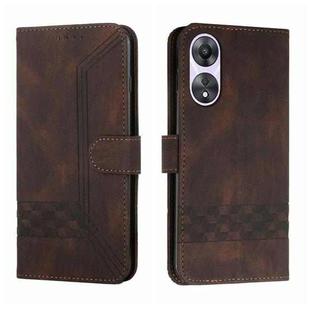 For OPPO A58 4G Cubic Skin Feel Flip Leather Phone Case(Brown)