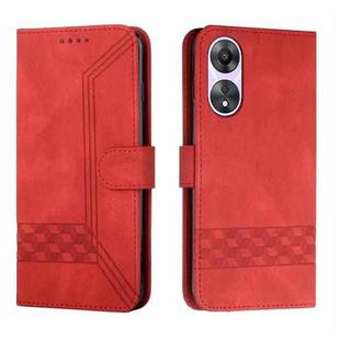 For OPPO A58 4G Cubic Skin Feel Flip Leather Phone Case(Red)