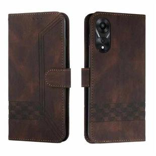 For OPPO A78 4G Cubic Skin Feel Flip Leather Phone Case(Brown)