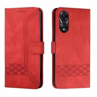 For OPPO A78 4G Cubic Skin Feel Flip Leather Phone Case(Red)