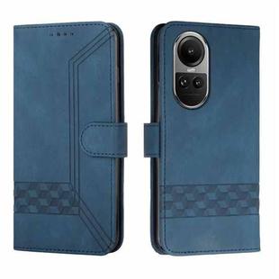 For OPPO Reno10 5G / Reno10 Pro 5G Global Cubic Skin Feel Flip Leather Phone Case(Blue)