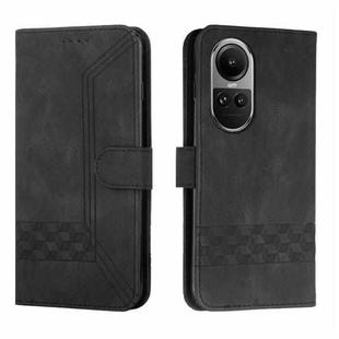 For OPPO Reno10 5G / Reno10 Pro 5G Global Cubic Skin Feel Flip Leather Phone Case(Black)