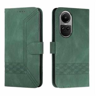 For OPPO Reno10 5G / Reno10 Pro 5G Global Cubic Skin Feel Flip Leather Phone Case(Green)