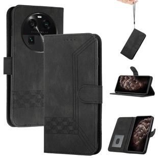 For OPPO Find X6 Cubic Skin Feel Flip Leather Phone Case(Black)