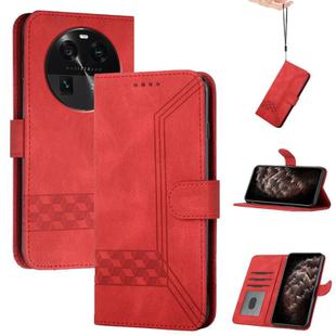 For OPPO Find X6 Cubic Skin Feel Flip Leather Phone Case(Red)