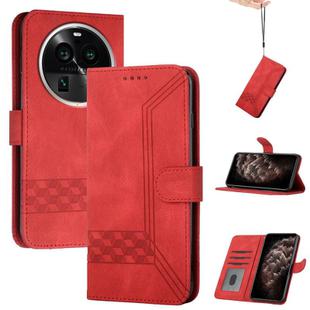 For OPPO Find X6 Pro Cubic Skin Feel Flip Leather Phone Case(Red)