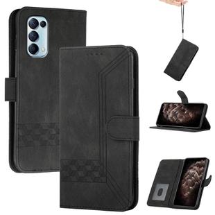 For OPPO Reno5 4G / 5G / Find X3 Lite Cubic Skin Feel Flip Leather Phone Case(Black)