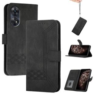 For OPPO Reno8 T 4G Cubic Skin Feel Flip Leather Phone Case(Black)