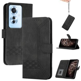 For OPPO Reno11 F / F25 Pro Cubic Skin Feel Flip Leather Phone Case(Black)