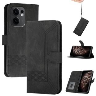 For OPPO Reno13 F 4G / 5G Cubic Skin Feel Flip Leather Phone Case(Black)