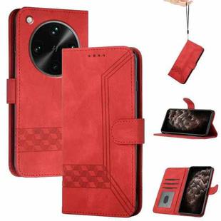 For OPPO Find X8 Ultra Cubic Skin Feel Flip Leather Phone Case(Red)