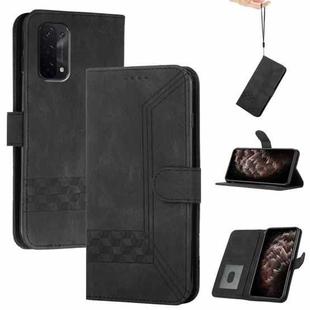 For OPPO A54 5G / A74 5G / A93 5G Cubic Skin Feel Flip Leather Phone Case(Black)