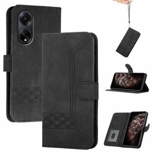 For OPPO A98 5G Cubic Skin Feel Flip Leather Phone Case(Black)