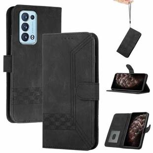 For OPPO Reno6 Pro+ 5G Cubic Skin Feel Flip Leather Phone Case(Black)