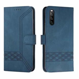 For Sony Xperia 10 V 2023 Cubic Skin Feel Flip Leather Phone Case(Blue)