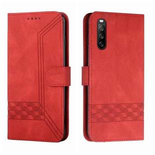 For Sony Xperia 10 V 2023 Cubic Skin Feel Flip Leather Phone Case(Red)