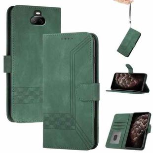 For Sony Xperia 20 Cubic Skin Feel Flip Leather Phone Case(Green)