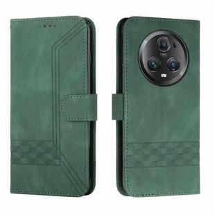 For Honor Magic5 Pro Cubic Skin Feel Flip Leather Phone Case(Green)