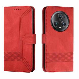 For Honor Magic5 Pro Cubic Skin Feel Flip Leather Phone Case(Red)