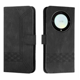 For Honor X40 Cubic Skin Feel Flip Leather Phone Case(Black)