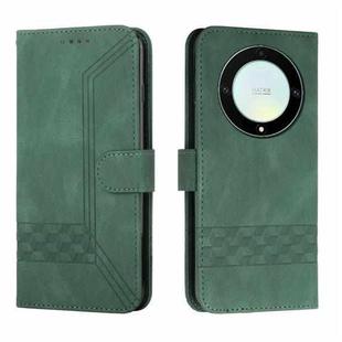 For Honor X40 Cubic Skin Feel Flip Leather Phone Case(Green)