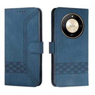 For Honor X50 Cubic Skin Feel Flip Leather Phone Case(Blue)