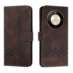 For Honor X50 Cubic Skin Feel Flip Leather Phone Case(Brown)