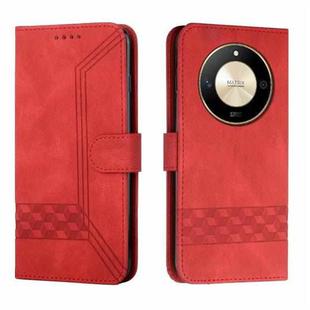 For Honor X50 Cubic Skin Feel Flip Leather Phone Case(Red)