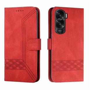 For Honor X50i Cubic Skin Feel Flip Leather Phone Case(Red)
