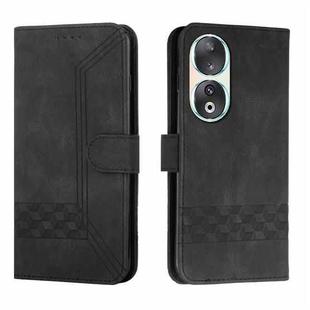 For Honor 90 Cubic Skin Feel Flip Leather Phone Case(Black)