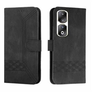 For Honor 90 Pro Cubic Skin Feel Flip Leather Phone Case(Black)
